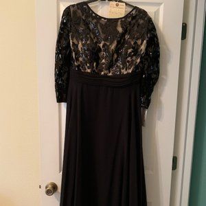 New Black Chiffon Gown with Embellishments (18-20)